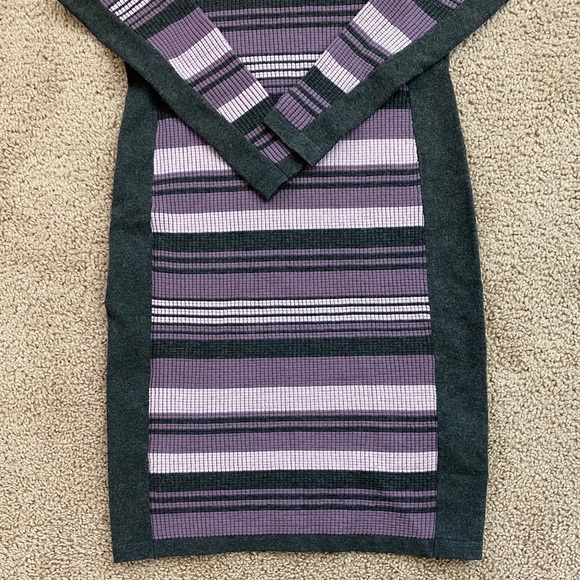 𝅺Etcetera Women’s Purple Grey Knit Turtleneck Knee Length Sweater Dress sz S - Picture 5 of 10